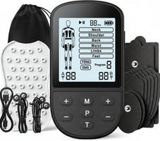 TENS Unit Muscle Stimulator, EMS Massager Machine, Dual Channel Electronic Pulse Physical Therapy Machine for Back Pain Relief, Shoulder Recovery, Muscle Relaxation, 24 Modes,10 TENS Unit Pads,Black