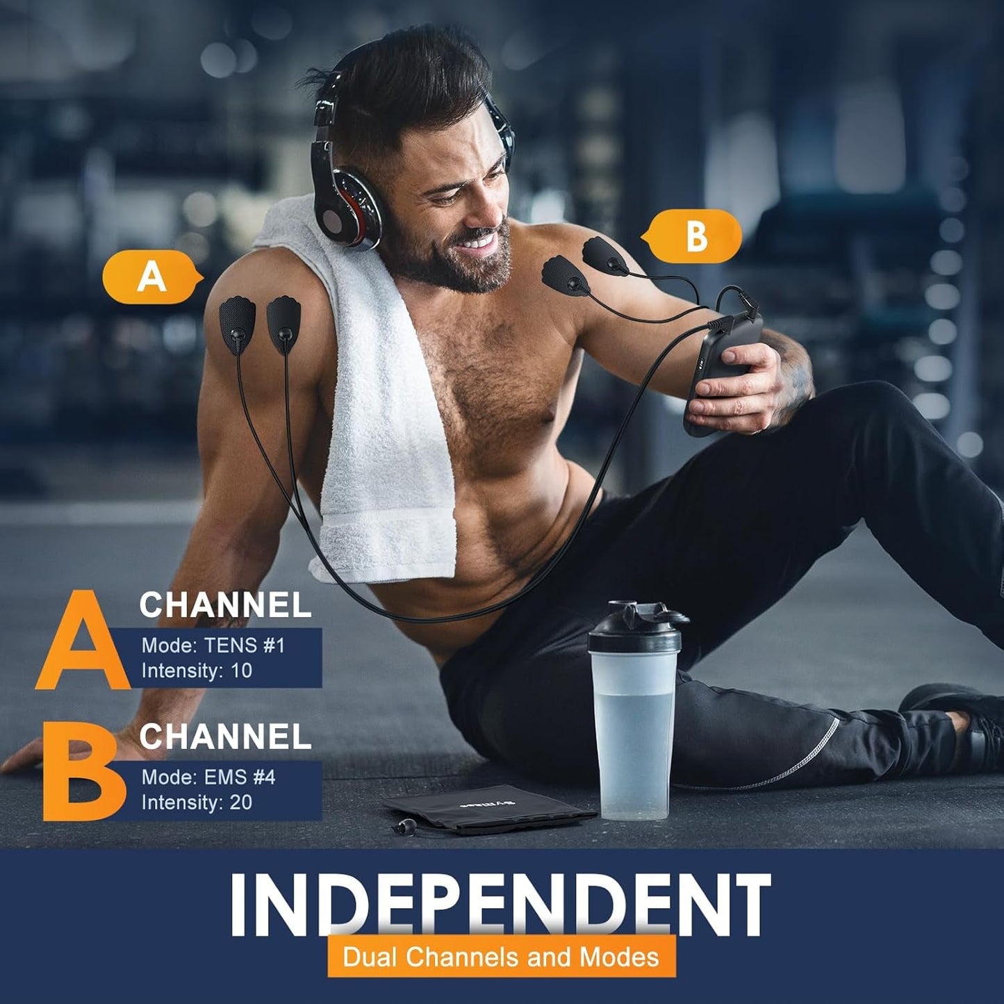 TENS Unit Muscle Stimulator, EMS Massager Machine, Dual Channel Electronic Pulse Physical Therapy Machine for Back Pain Relief, Shoulder Recovery, Muscle Relaxation, 24 Modes,10 TENS Unit Pads,Black