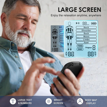 TENS Unit Muscle Stimulator, EMS Massager Machine, Dual Channel Electronic Pulse Physical Therapy Machine for Back Pain Relief, Shoulder Recovery, Muscle Relaxation, 24 Modes,10 TENS Unit Pads,Black